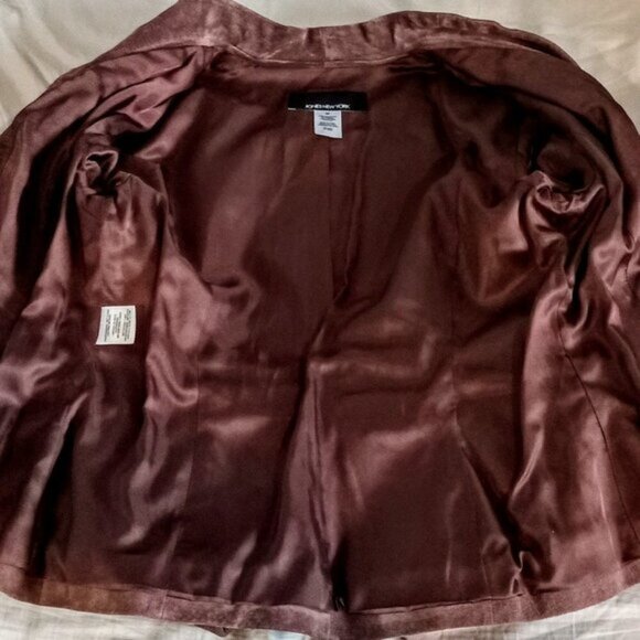 Jones New York Brown Suede Fitted Jacket - Picture 4 of 7